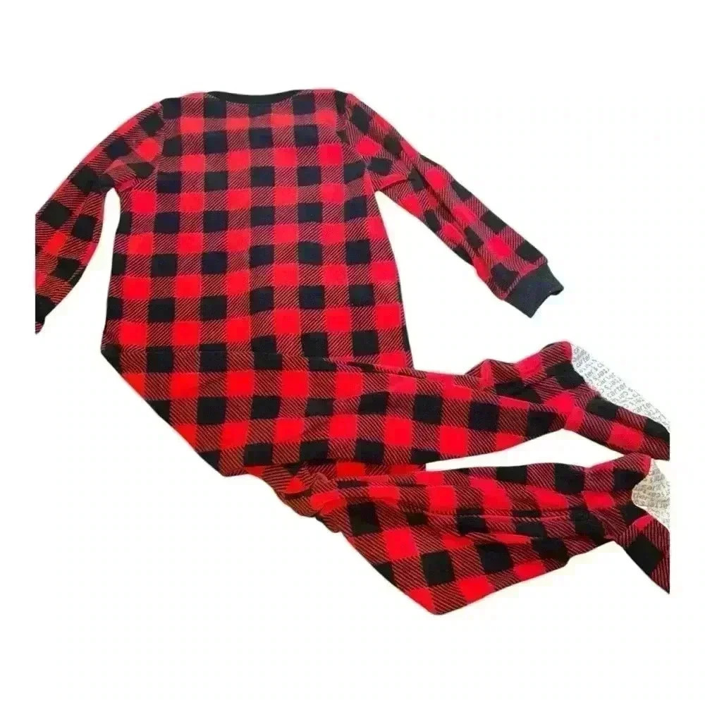 Carter’s Red Black Buffalo Plaid Fleece Sleeper Christmas Santa’s Helper Sz 4T - Picture 2 of 4